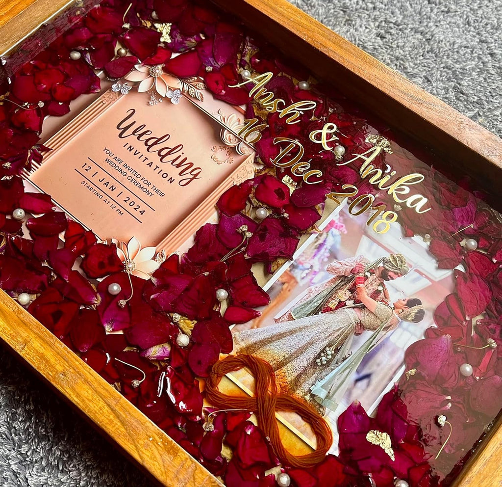 MKL Resin Arts 12×16" Resin Flower Preservation Frame – Wall-Mount Wedding Keepsake