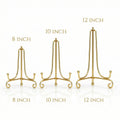 Gold Metal Display Stand for Plates, Frames & Resin Art | Decorative Table Easel Stand (8, 10 & 12 Inch)